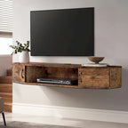 Meuble TV mural console multimédia bureau flottant de rangement