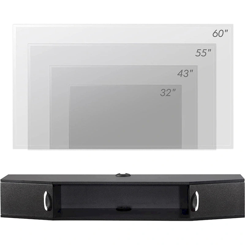 Meuble TV mural console multimédia bureau flottant de rangement