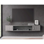 Meuble TV mural console multimédia bureau flottant de rangement