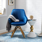 Fauteuil pivotant moderne en velours avec piètement doré