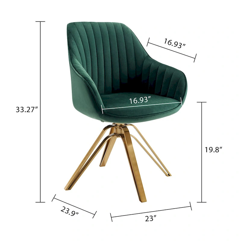 Fauteuil pivotant moderne en velours avec piètement doré