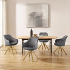 Fauteuil pivotant moderne en velours avec piètement doré