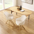 Fauteuil pivotant moderne en velours avec piètement doré