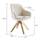 Fauteuil pivotant moderne en velours avec piètement doré