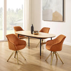 Fauteuil pivotant moderne en velours avec piètement doré