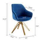 Fauteuil pivotant moderne en velours avec piètement doré