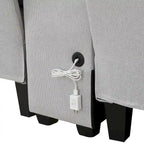 Canapé moderne en tissu de lin capitonné avec console, 4 oreillers, porte-gobelets, USB