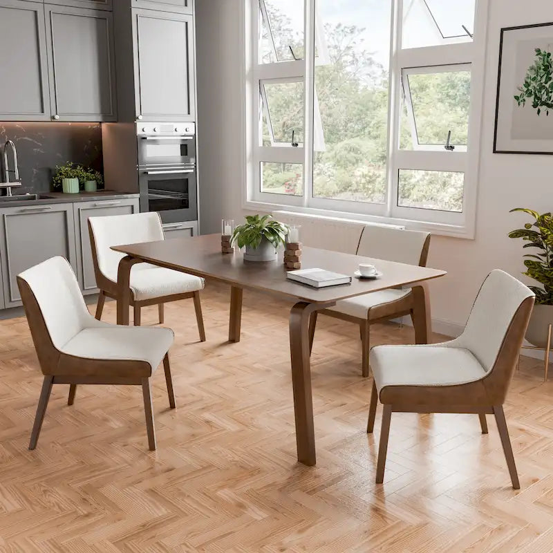 Table à manger rectangulaire en noyer 5 pièces du milieu du siècle