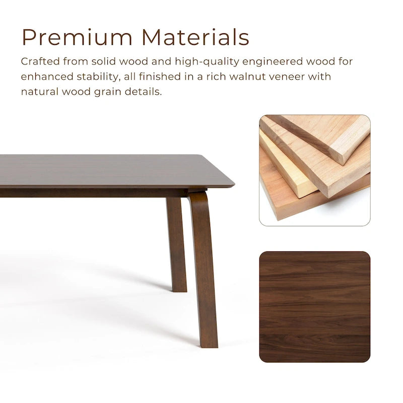 Table à manger rectangulaire en noyer 5 pièces du milieu du siècle