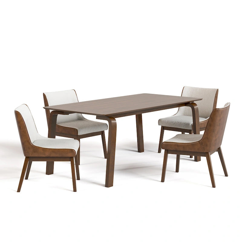 Table à manger rectangulaire en noyer 5 pièces du milieu du siècle