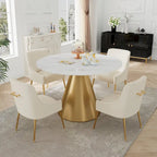 Table à manger en métal avec plateau en marbre 48 po et chaise de salle à manger en velours