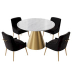 Table à manger en métal avec plateau en marbre 48 po et chaise de salle à manger en velours