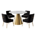 Table à manger en métal avec plateau en marbre 48 po et chaise de salle à manger en velours