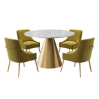 Table à manger en métal avec plateau en marbre 48 po et chaise de salle à manger en velours