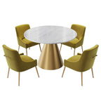 Table à manger en métal avec plateau en marbre 48 po et chaise de salle à manger en velours