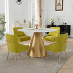 Table à manger en métal avec plateau en marbre 48 po et chaise de salle à manger en velours