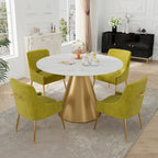 Table à manger en métal avec plateau en marbre 48 po et chaise de salle à manger en velours