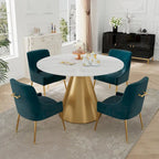 Table à manger en métal avec plateau en marbre 48 po et chaise de salle à manger en velours