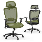 Chaise de bureau ergonomique pivotante à 360° en maille, réglable en hauteur, avec appuie-tête, support lombaire et accoudoirs réglables