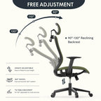 Chaise de bureau ergonomique pivotante à 360° en maille, réglable en hauteur, avec appuie-tête, support lombaire et accoudoirs réglables