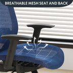 Chaise de bureau ergonomique pivotante à 360° en maille, réglable en hauteur, avec appuie-tête, support lombaire et accoudoirs réglables