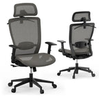 Chaise de bureau ergonomique pivotante à 360° en maille, réglable en hauteur, avec appuie-tête, support lombaire et accoudoirs réglables