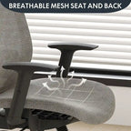 Chaise de bureau ergonomique pivotante à 360° en maille, réglable en hauteur, avec appuie-tête, support lombaire et accoudoirs réglables