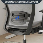 Chaise de bureau ergonomique pivotante à 360° en maille, réglable en hauteur, avec appuie-tête, support lombaire et accoudoirs réglables