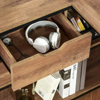 Bureau d'angle industriel avec étagères de rangement et 2 tiroirs