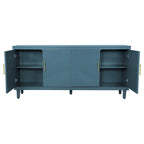 70.07Grand buffet 4 portes, identique pour salon, cuisine, chambre, couloir, vert olive, bleu marine, bleu paon